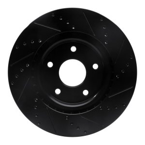 Chrysler Town & Country Brake Rotor (1) - Front Left - R1 Concepts - Drilled & Slotted - Black - `12-`25
